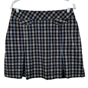 Tail Tech Skort Skirt Golf Pickleball Resort Plaid Pleated Pockets Black Blue 8